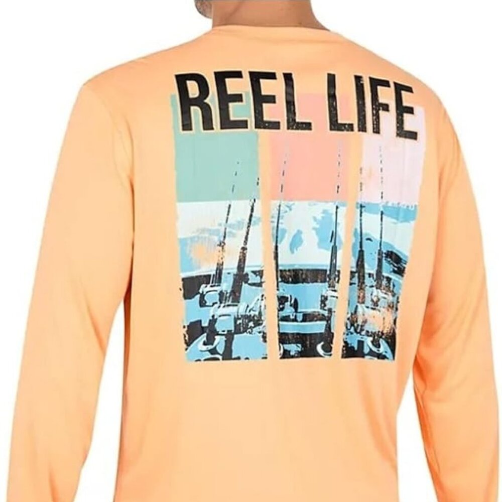 Men's Sun Defender Long Sleeve UV Tee, Apricot, (Large)